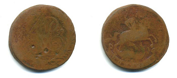 РОССИЯ 1 КОПЕЙКА 1759 медь 61-534