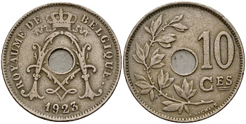 Бельгия 10 сантимов 1923 Royaume de Belgique KM 85 медно-никель 4187-935