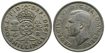 Великобритания 2 шиллинга (флорин) 1950 Георг VI (1936-1952) KM 878, Spink 4107 медно-никель 4381-1246