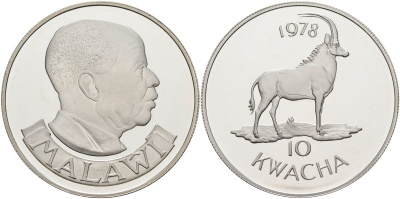 Замбия 10 квача 1979 серия защита окружающей среды, сокол таита, тираж 3256 экз. KM 19а серебро PROOF 04-321-11