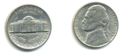 США 5 ЦЕНТОВ 1985 D, ДЖЕФФЕРСОН KM А192 медно-никель 179-735