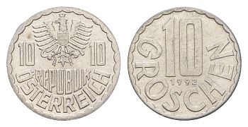 Австрия 10 грошей 1992 KM 2878 алюминий 4147-658