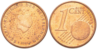 Нидерланды 1 евроцент 2001 Беатрикс (1980-2013) KM 234 сталь плакированная медью 218-1253
