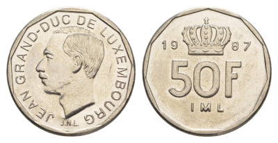 Люксембург 50 франков 1987 Герцог Жан (1964-1999) KM 62 никель UNC 4641-1122
