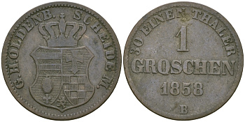 Ольденбург 1 грош 1858 В KM 194 серебро 99-853