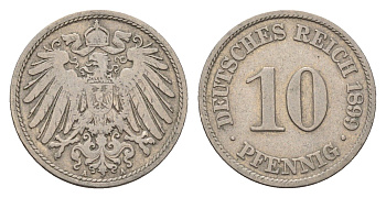 Германия 10 пфеннигов 1899 A, Вильгельм II (1888-1918) KM 12, J. 13 медно-никель 4636-768