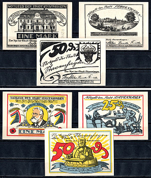 Штавенхаген (Мекленбург-Шверин) полный набор из 3 нотгельдов (25, 50 пфеннигов; 1 марка) 1921 Mehl Grabowski 1257.1 бумага UNC (пресс) 7556-56-3-1