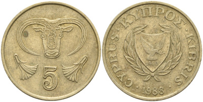 Кипр 5 центов 1988 KM 55.2 никель латунь 4141-936