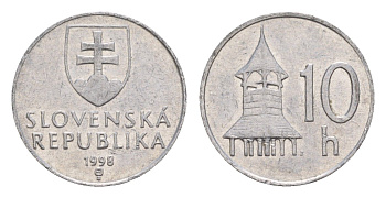 Словакия 10 геллеров 1998 KM 17 алюминий 4659-542