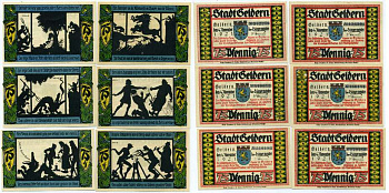 ГЕЛЬДЕРН, ГЕРМАНИЯ НАБОР ИЗ 6 БАНКНОТ ПО 75 ПФЕННИГОВ 1921 4 НОЯБРЯ 1921, НОТГЕЛЬД, НОМЕРА 2,3,4,5,6,7, ЗЕМЛЯ СЕВЕРНЫЙ РЕЙН-ВЕСТФАЛИЯ Grabowski 416.1 бумага UNC (ПРЕСС) 000-00-00