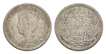 Нидерланды 25 центов 1915 KM 146 серебро 4644-825