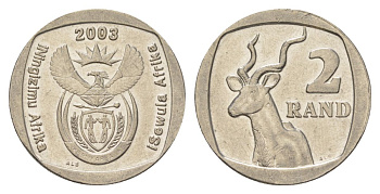 ЮАР 2 ранда 2003 KM 335 медь плакированная никелем UNC 4626-1245
