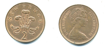 Великобритания 2 пенса 1971 Елизавета II (1952-2022) KM 916, Spink 4235 (C1) бронза 4383-914