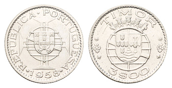 Португальский Тимор 3 эскудо 1958 год-тип KM 14 серебро 4669-756