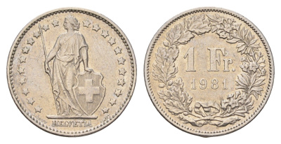 Швейцария 1 франк 1981 KM 24a медно-никель 186-737