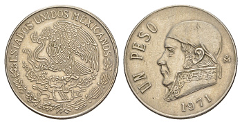 Мексика 1 песо 1971 Mo, Хосе Мария Морелос KM 460 медно-никель 4637-555