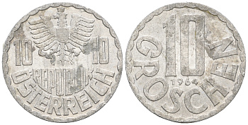 Австрия 10 грошей 1964 KM 2878 алюминий 60-816