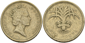 Великобритания 1 фунт 1985 Елизавета II (1952-2022) KM 941, Spink 4331 никель латунь 81-1015