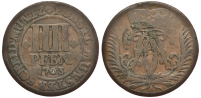 Мюнстер 4 пфеннига 1703 KM 133, Schulze 163 a медь 4127-1312
