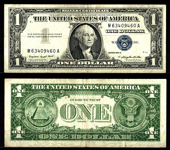 США 1 доллар 1957 Серия A, Джордж Вашингтон Pick 419 a бумага 2119-30-2-1