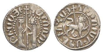 Киликийская Армения трам 1226-1271 Хетум I и царица Забель, держат крест/лев с патриаршим крестом  серебро    1516-924
