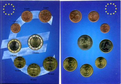 ФРГ евронабор из 8 монет 2002 G  биметалл  UNC  1-6-2-37