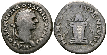 Римская Империя денарий 80 Домициан PRINCEPS IVVENTVTIS Рим Very fine RIC 266 серебро 1073-9-32