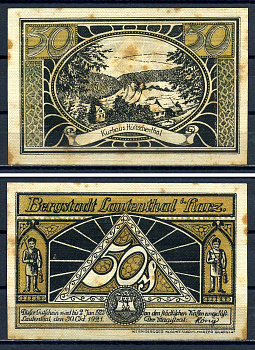 Лаутенталь (Харц, Ганновер, Нижняя Саксония) 50 пфеннигов 1921 Курхаус Хутшенталь Mehl Grabowski 778.1-5/12 картон aUNC 7556-2-3-1