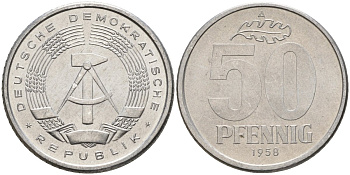 ФРГ 50 пфеннигов 1958 A KM 12.1 алюминий 4151-1245