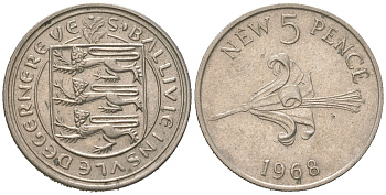 Гернси 5 новых пенсов 1968 KM 23 медно-никель 4619-223