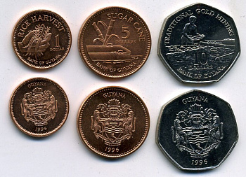 Гайана годовой набор из 3 монет (1, 5 и 10 долларов) 1996  KM 50, 51 и 52   UNC   N3-03