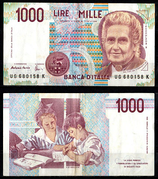 Италия 1000 лир 1990 Pick 114 c бумага 7205-1-3-2
