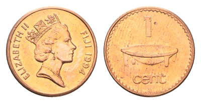 Фиджи 1 цент 1994 KM 49a цинк плакированный медью UNC 4668-561