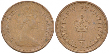Великобритания 1/2 пенни 1973 Елизавета II (1952-2022) KM 914, Spink 4239 бронза 3851-1061
