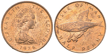 Остров Мэн 1/2 пенни 1976 ФАО - еда для всех KM 32 бронза UNC 4611-446