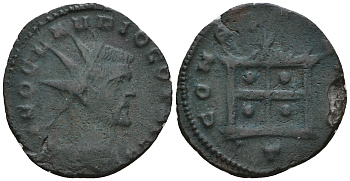 Римская Империя антониниан 270 - 271 Клавдий II Готский, посмертная чеканка, DIVO CLAVDIO GOTHICO, бюст императора / CONSECRATIO, алтарь, Медиолан RIC 264 биллон 1073-25-25