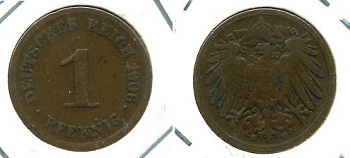 ГЕРМАНИЯ 1 ПФЕННИГ 1906 G KM 10, J. 10 медь 701-243