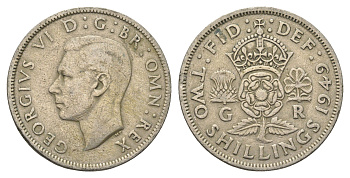 Великобритания 2 шиллинга (флорин) 1949 Георг VI (1936-1952) KM 878, Spink 4107 медно-никель 4663-254