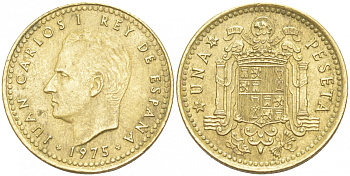 Испания 1 песета 1975 (76) Хуан Карлос I (1975-2001) KM 806 алюминиевая бронза 68-144
