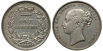 Великобритания 1 шиллинг 1839 Виктория (1837-1901) KM 734.1, Spink 3904 серебро 1518-433