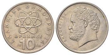 Греция 10 драхм 1988 Демокрит KM 132 медно-никель 4628-1054
