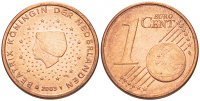 Нидерланды 1 евроцент 2003 KM 234 сталь плакированная медью 218-1254