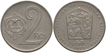 Чехословакия 2 кроны 1973 KM 75 медно-никель 181-154