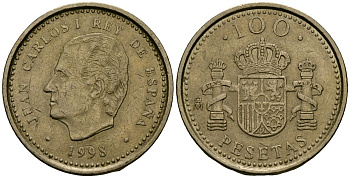 Испания 100 песет 1998 Король Хуан Карлос I (1975 - 2014) KM 989 алюминиевая бронза 4137-314