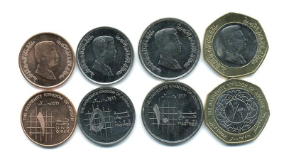 Иордания лот из 4 монет 2000 1 гирш, 5, 10 пиастров, 1/2 динара XF-UNC M76-10