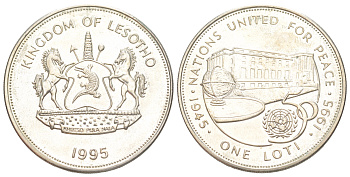 Лесото 1 лоти 1995 50 лет ООН KM 60 медно-никель BU 1523-821