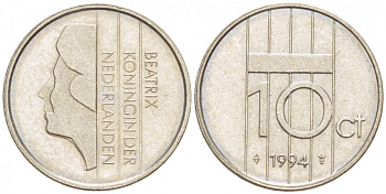 НИДЕРЛАНДЫ 10 ЦЕНТОВ 1994 БЕАТРИКС KM 202 бронза 3457-1237