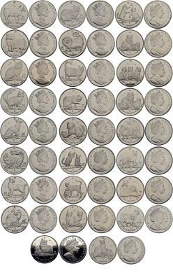Остров Мэн коллекция из 26 монет по 1 кроне 1988-2014 кошки Мэна (нет 2008) медно-никель UNC M91-21