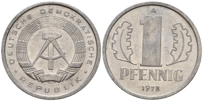 ГДР 1 пфенниг 1978 A KM 8.2 алюминий 187-145