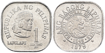 Филиппины 1 сентимо 1979 вождь острова Мактан Лапу-Лапу KM 205 алюминий  UNC  220-1067